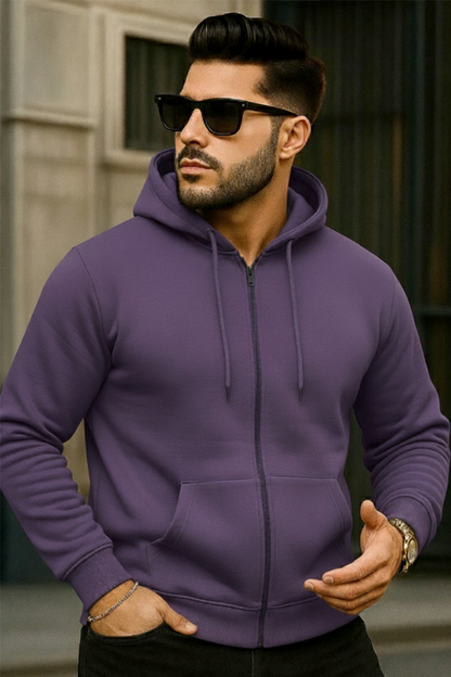Kapuzenjacke mit Reißverschluss | Fabian – Aubergine