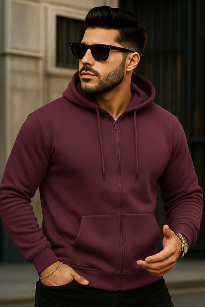 Kapuzenjacke mit Reißverschluss | Sebastian – Maroon