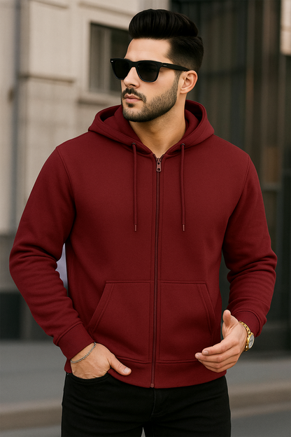 Kapuzenjacke mit Reißverschluss | Jonas – Burgunderrot
