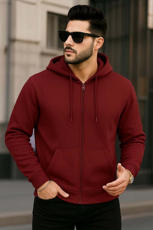 Kapuzenjacke mit Reißverschluss | Jonas – Burgunderrot