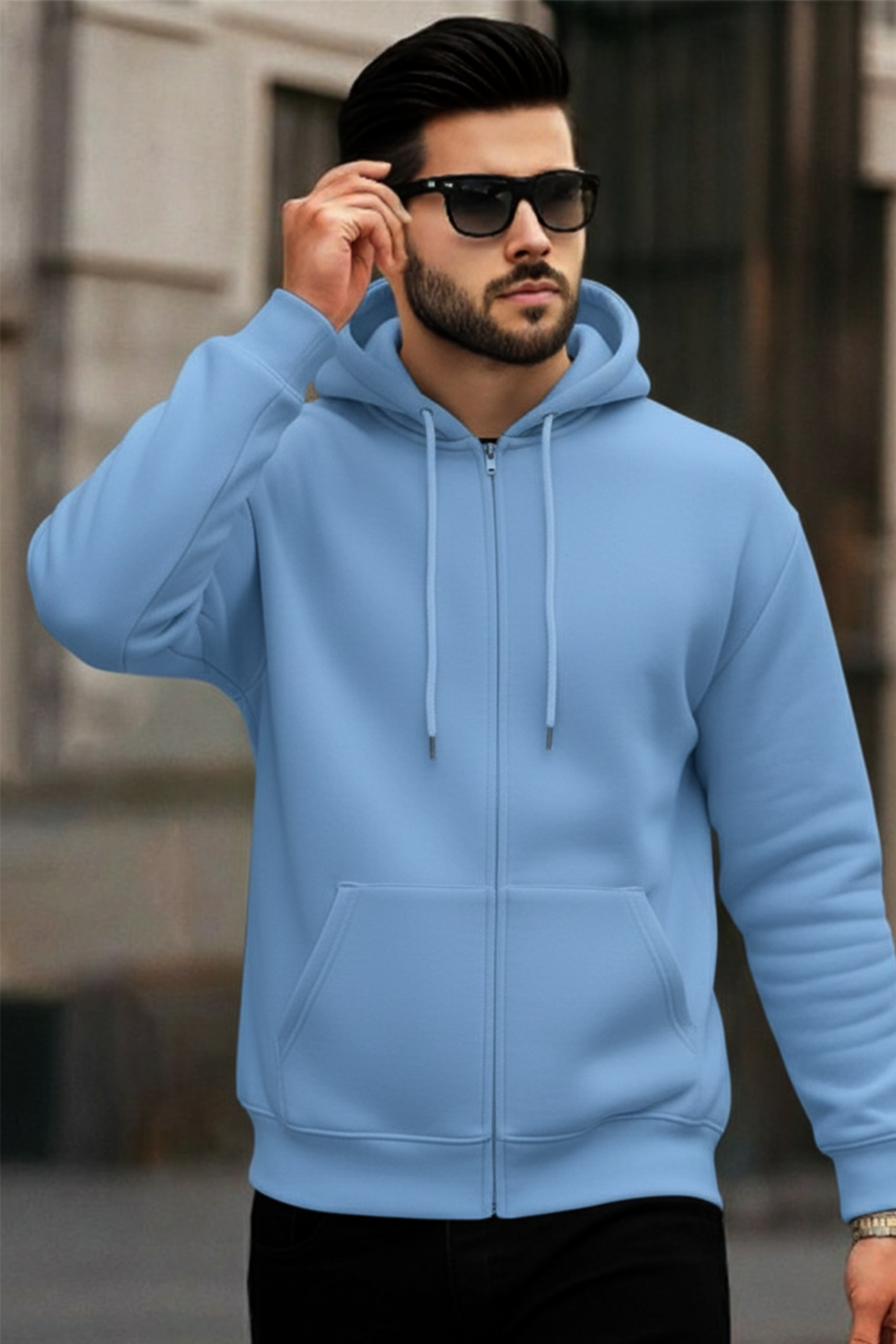 Kapuzenjacke mit Reißverschluss | Niklas – Himmelblau