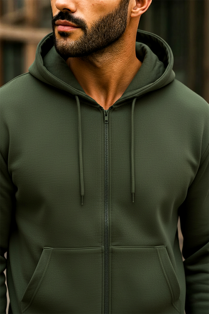 Kapuzenjacke mit Reißverschluss | Andreas – Olivgrün
