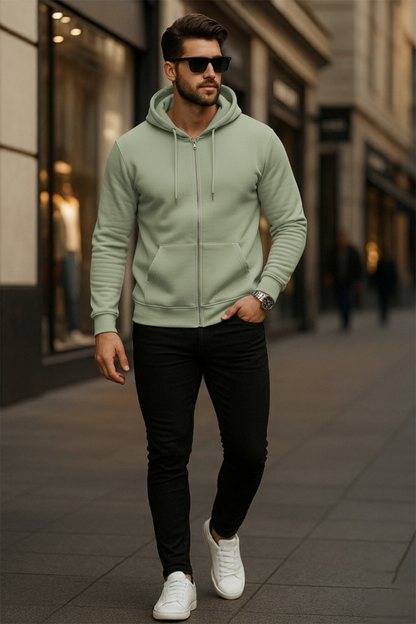 Kapuzenjacke mit Reißverschluss | Henrik – Salbeigrün