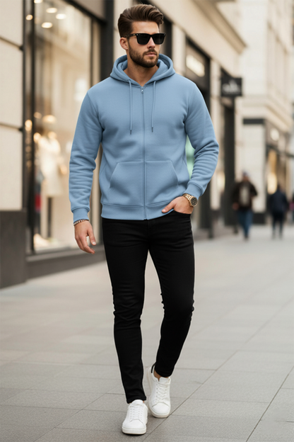 Kapuzenjacke mit Reißverschluss | Niklas – Himmelblau