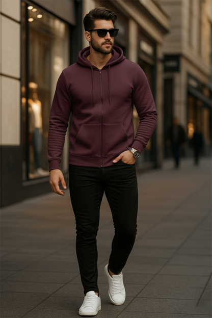 Kapuzenjacke mit Reißverschluss | Sebastian – Maroon