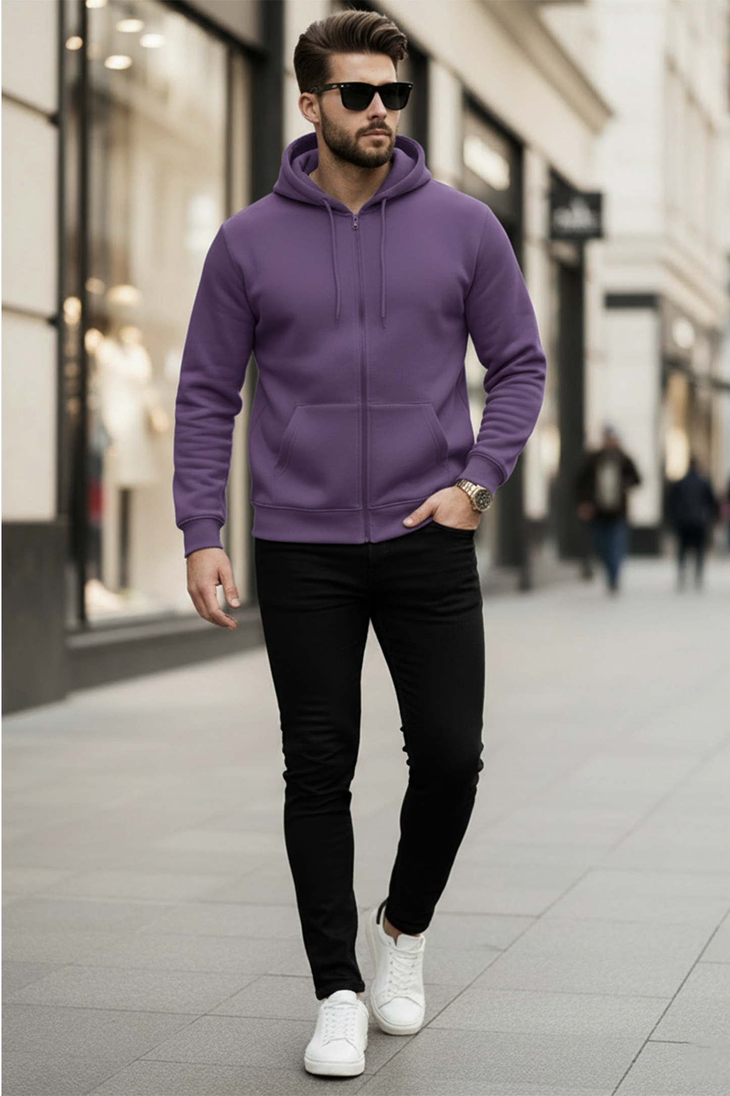 Kapuzenjacke mit Reißverschluss | Fabian – Aubergine