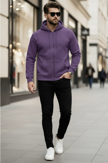 Kapuzenjacke mit Reißverschluss | Fabian – Aubergine
