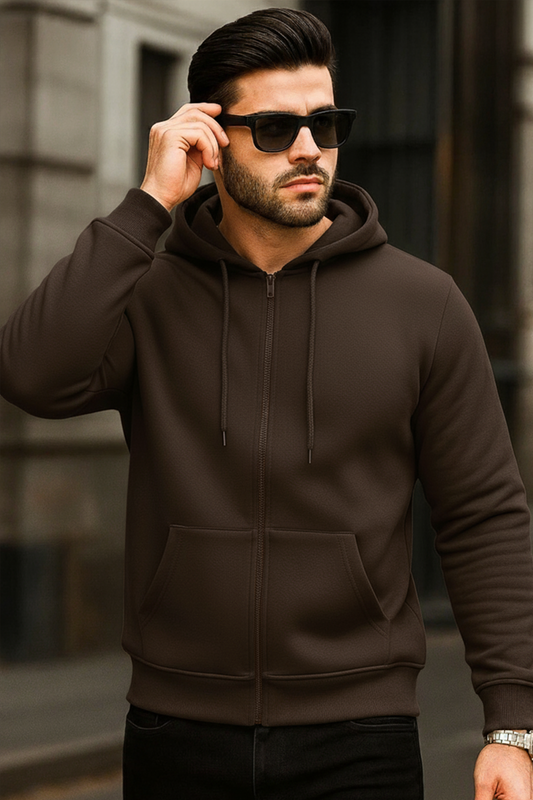 Kapuzenjacke mit Reißverschluss | Matthias – Kaffeebraun