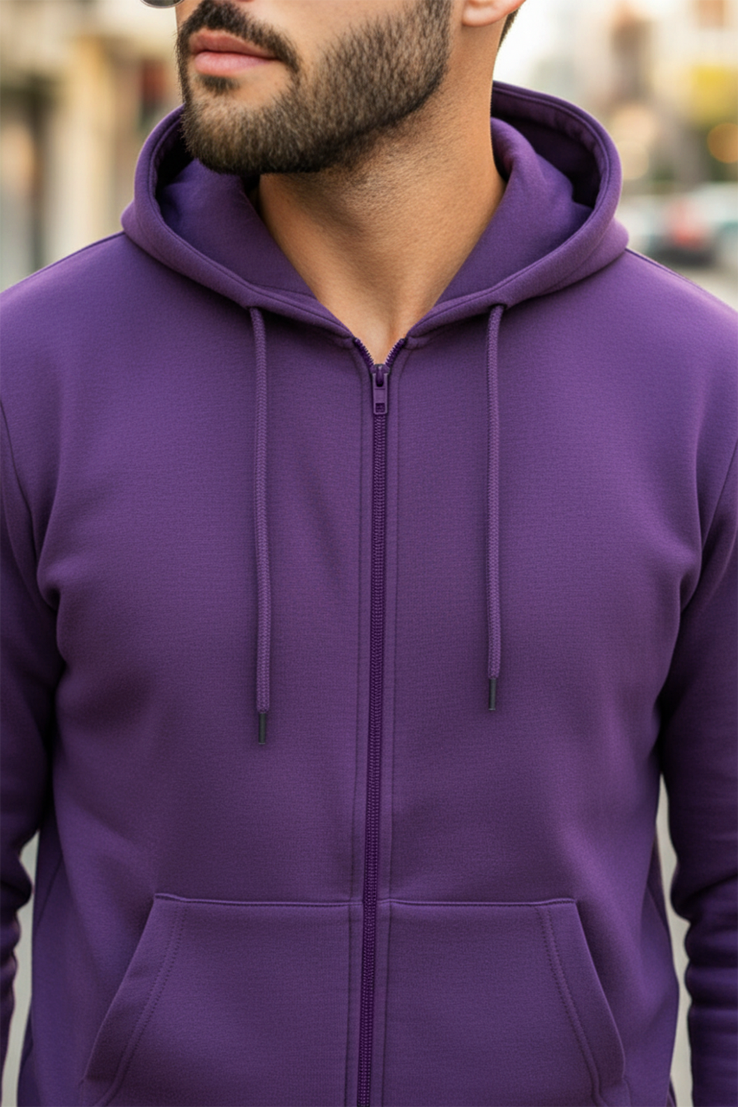 Kapuzenjacke mit Reißverschluss | Fabian – Aubergine