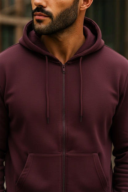 Kapuzenjacke mit Reißverschluss | Sebastian – Maroon