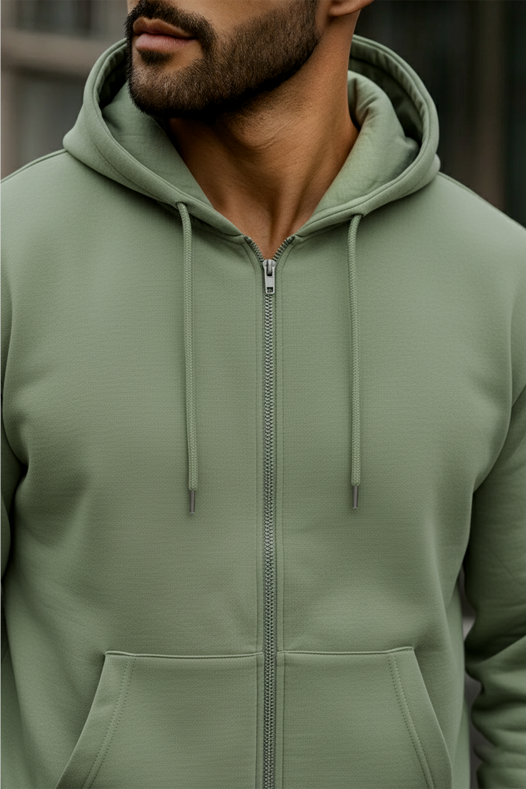 Kapuzenjacke mit Reißverschluss | Henrik – Salbeigrün