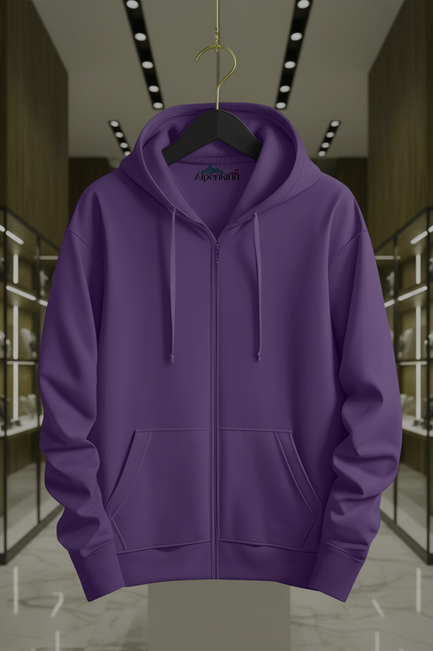 Kapuzenjacke mit Reißverschluss | Fabian – Aubergine