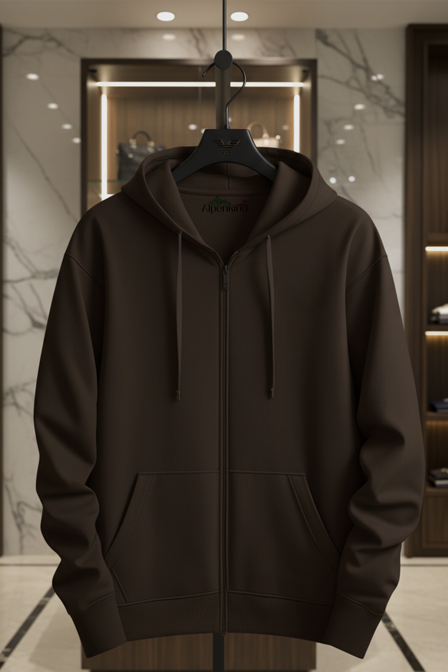 Kapuzenjacke mit Reißverschluss | Matthias – Kaffeebraun