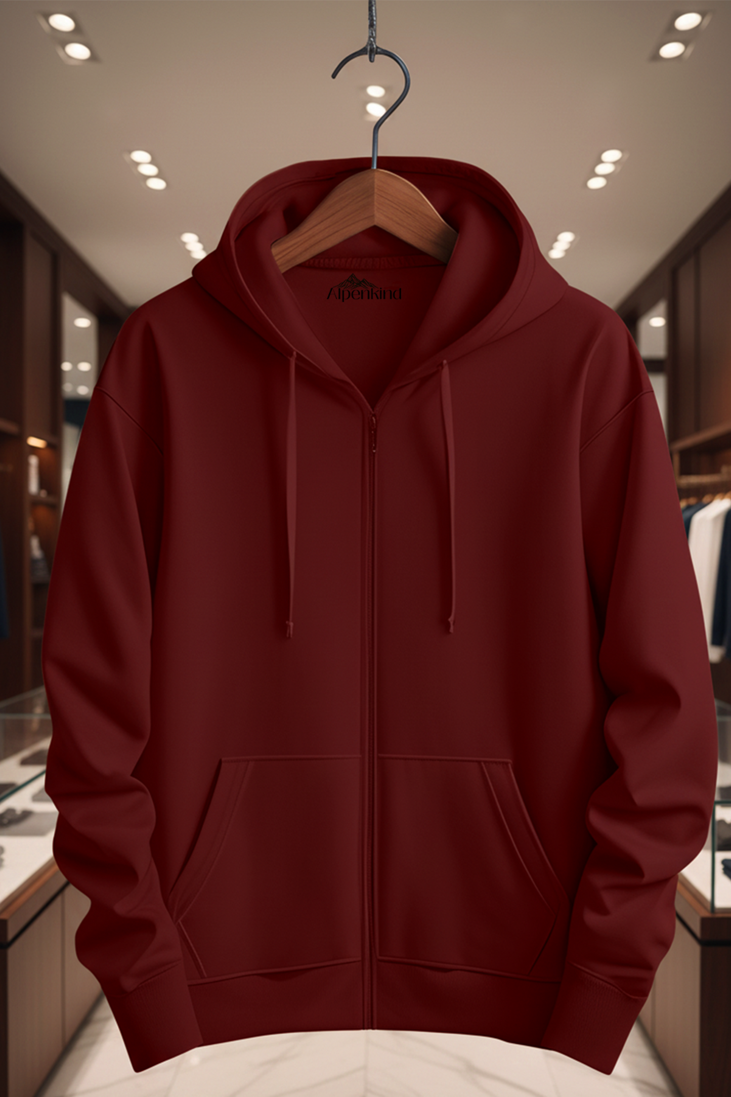 Kapuzenjacke mit Reißverschluss | Jonas – Burgunderrot
