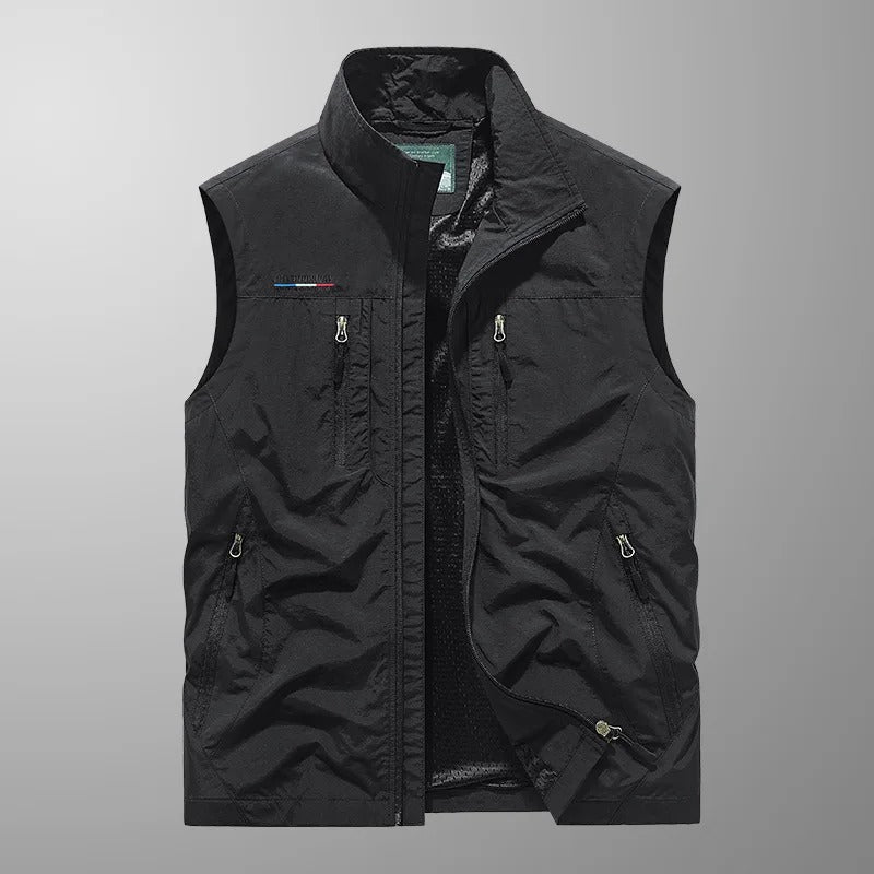 Ärmellose Herren-Cargoweste mit Reißverschlusstaschen-Vests for men-Alpenkind