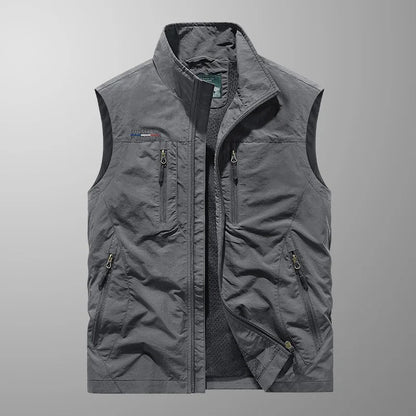 Ärmellose Herren-Cargoweste mit Reißverschlusstaschen-Vests for men-Alpenkind