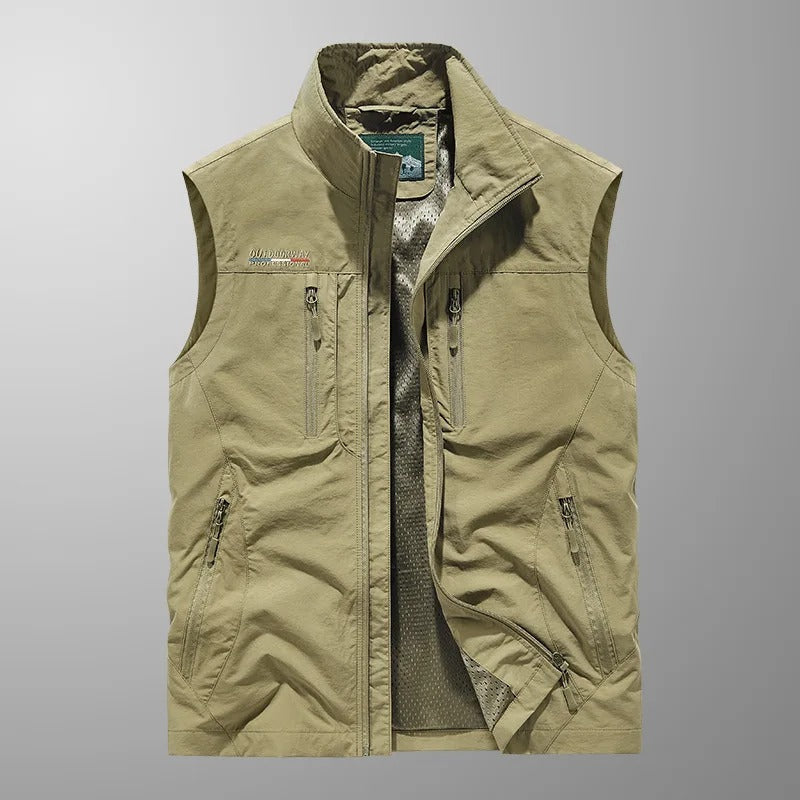 Ärmellose Herren-Cargoweste mit Reißverschlusstaschen-Vests for men-Alpenkind