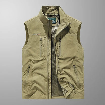 Ärmellose Herren-Cargoweste mit Reißverschlusstaschen-Vests for men-Alpenkind