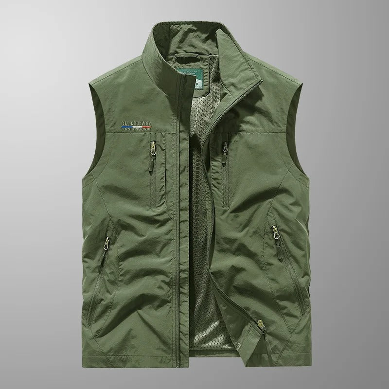 Ärmellose Herren-Cargoweste mit Reißverschlusstaschen-Vests for men-Alpenkind
