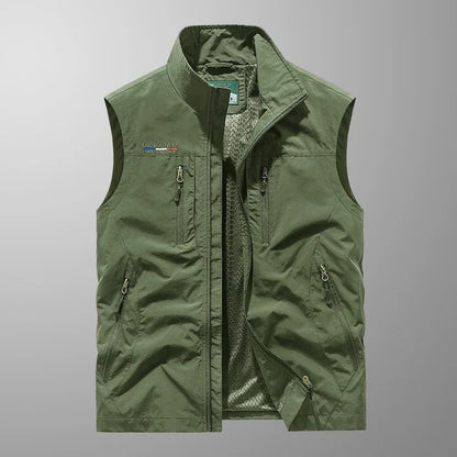 Ärmellose Herren-Cargoweste mit Reißverschlusstaschen-Vests for men-Alpenkind