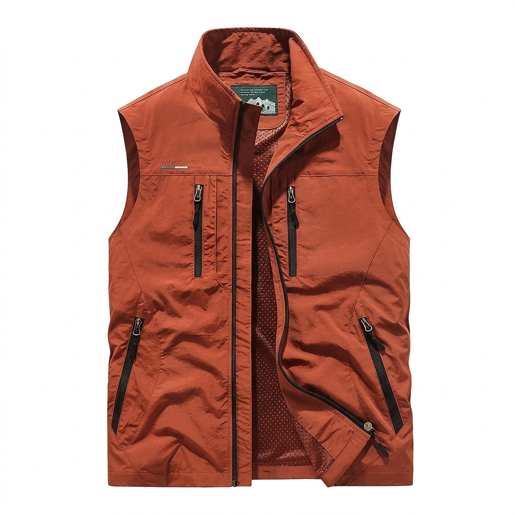 Ärmellose Herren-Cargoweste mit Reißverschlusstaschen-Vests for men-Alpenkind