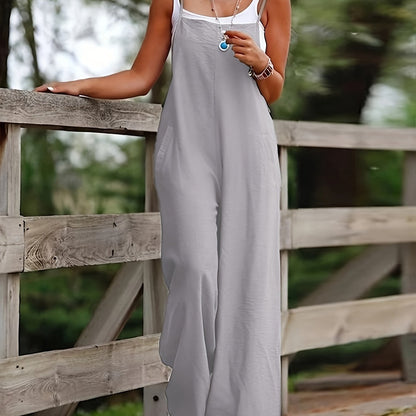 Ärmellose Latzhose mit weitem Bein für Damen-Pants for Women-Alpenkind