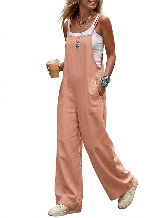 Ärmellose Latzhose mit weitem Bein für Damen-Pants for Women-Alpenkind