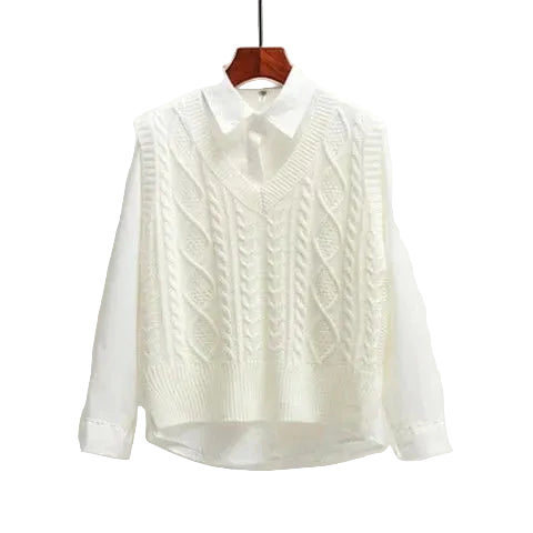 Ärmelloser Pullover mit V-Ausschnitt und gerader Form-Women Sweaters-Alpenkind