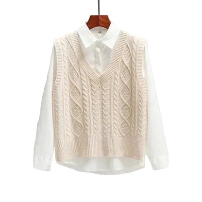 Ärmelloser Pullover mit V-Ausschnitt und gerader Form-Women Sweaters-Alpenkind