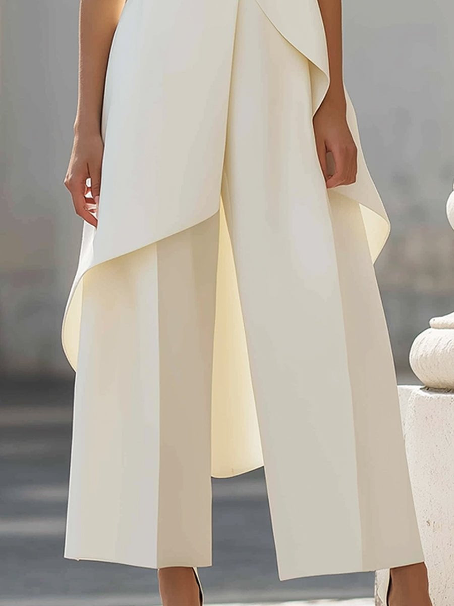 Ärmelloses Damen-Tunika-Set mit hohem Kragen und asymmetrischem Schnitt-Sets for women-Alpenkind