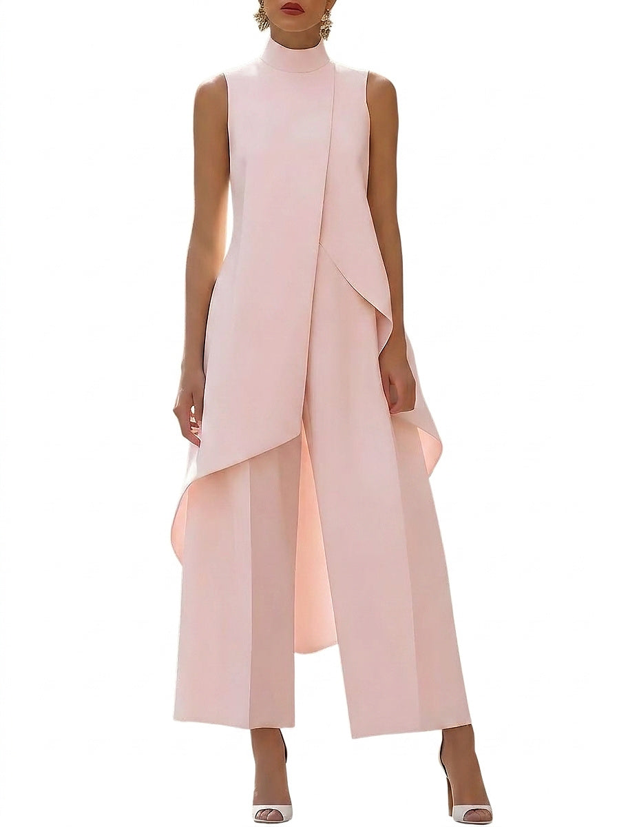 Ärmelloses Damen-Tunika-Set mit hohem Kragen und asymmetrischem Schnitt-Sets for women-Alpenkind