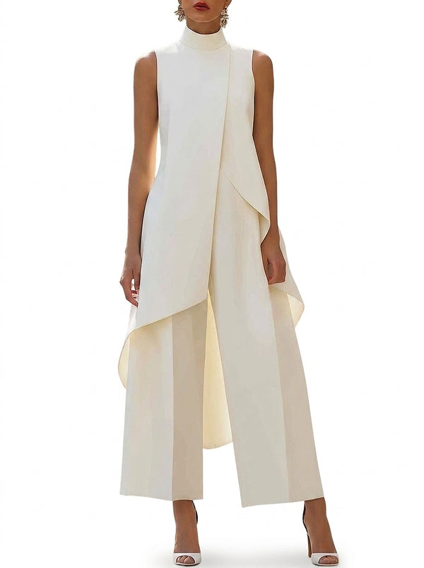 Ärmelloses Damen-Tunika-Set mit hohem Kragen und asymmetrischem Schnitt-Sets for women-Alpenkind