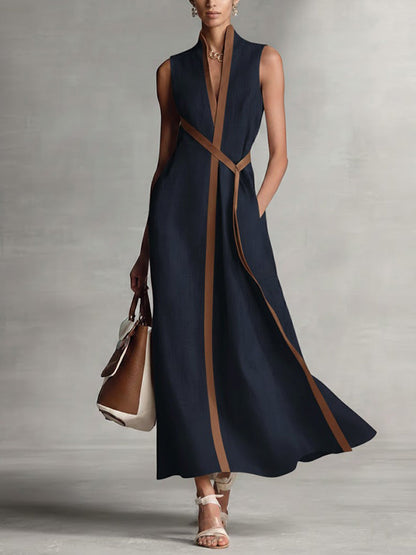 Ärmelloses Maxi-Kleid für Damen mit Gürtel-Maxi Dress-Alpenkind