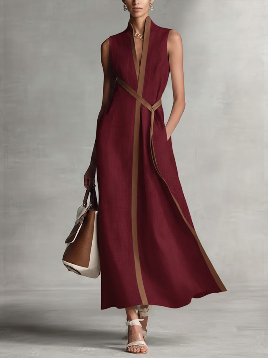Ärmelloses Maxi-Kleid für Damen mit Gürtel-Maxi Dress-Alpenkind