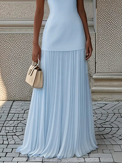 Ärmelloses Maxi-Kleid für Damen mit Plisseerock-Maxi Dress-Alpenkind