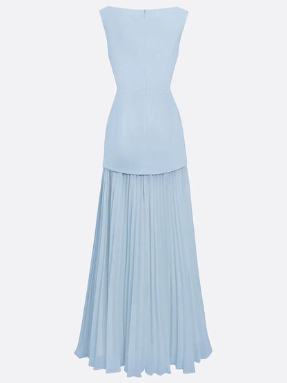 Ärmelloses Maxi-Kleid für Damen mit Plisseerock-Maxi Dress-Alpenkind