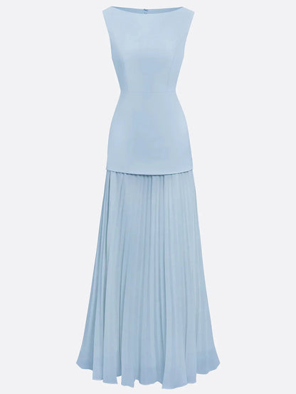 Ärmelloses Maxi-Kleid für Damen mit Plisseerock-Maxi Dress-Alpenkind