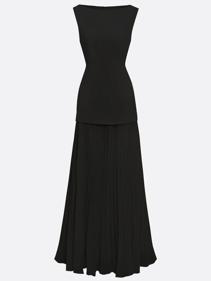 Ärmelloses Maxi-Kleid für Damen mit Plisseerock-Maxi Dress-Alpenkind