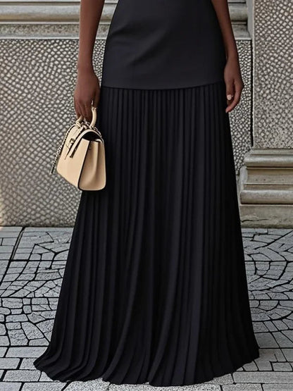 Ärmelloses Maxi-Kleid für Damen mit Plisseerock-Maxi Dress-Alpenkind