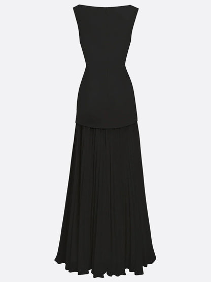 Ärmelloses Maxi-Kleid für Damen mit Plisseerock-Maxi Dress-Alpenkind