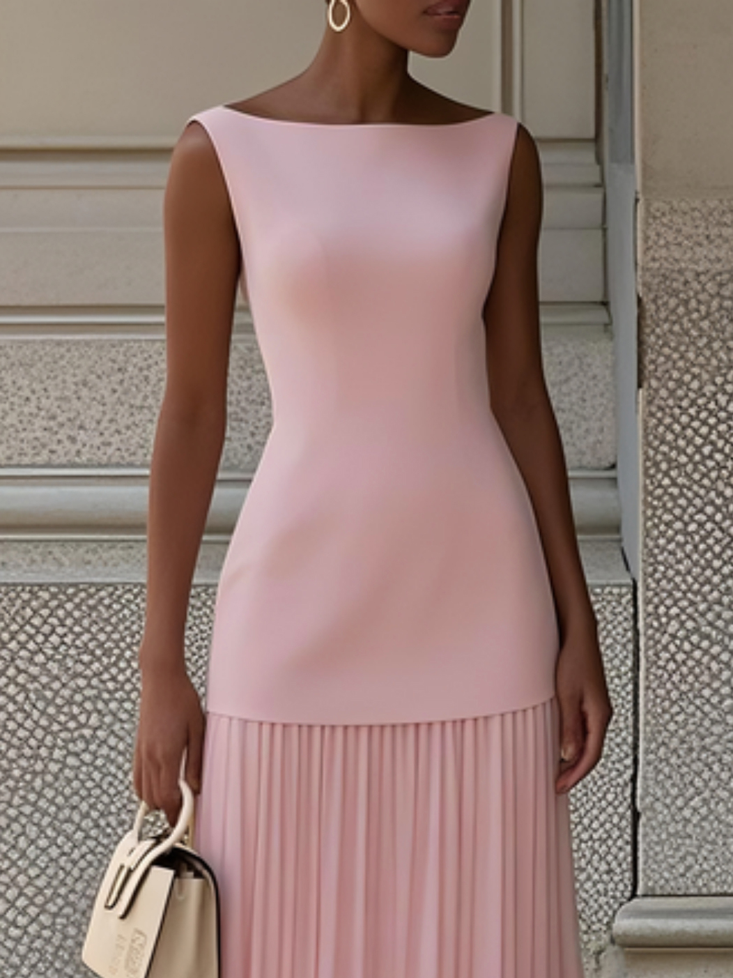 Ärmelloses Maxi-Kleid für Damen mit Plisseerock-Maxi Dress-Alpenkind