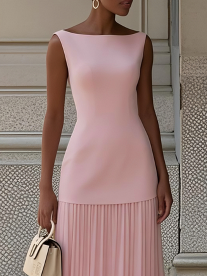 Ärmelloses Maxi-Kleid für Damen mit Plisseerock-Maxi Dress-Alpenkind