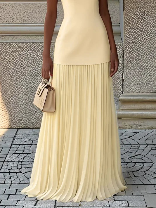 Ärmelloses Maxi-Kleid für Damen mit Plisseerock-Maxi Dress-Alpenkind
