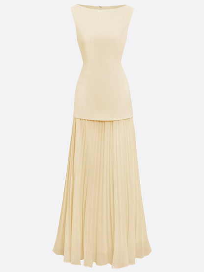 Ärmelloses Maxi-Kleid für Damen mit Plisseerock-Maxi Dress-Alpenkind