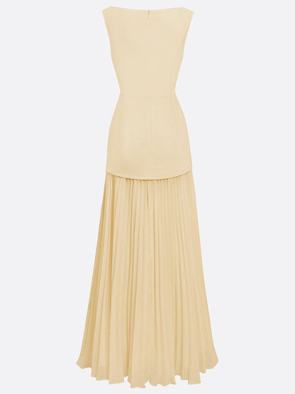Ärmelloses Maxi-Kleid für Damen mit Plisseerock-Maxi Dress-Alpenkind
