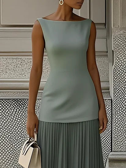 Ärmelloses Maxi-Kleid für Damen mit Plisseerock-Maxi Dress-Alpenkind
