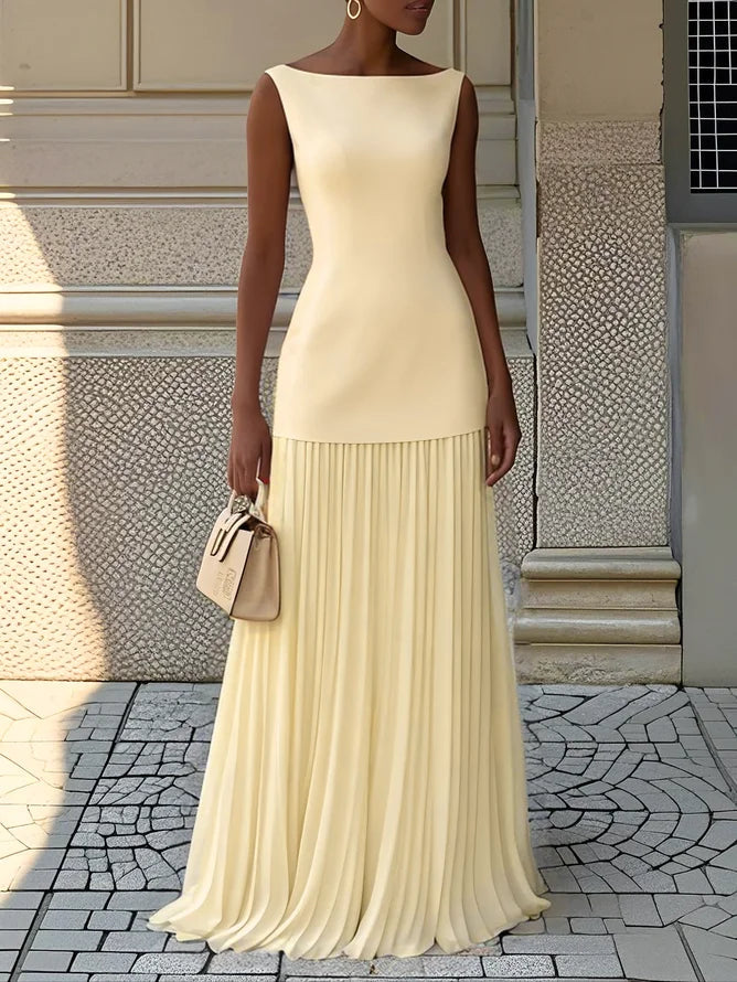 Ärmelloses Maxi-Kleid für Damen mit Plisseerock-Maxi Dress-Alpenkind