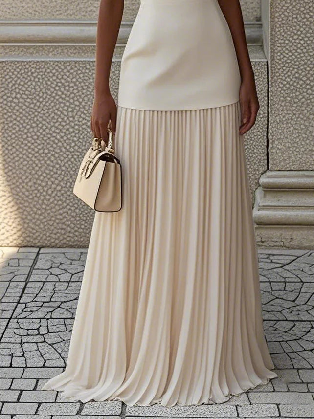 Ärmelloses Maxi-Kleid für Damen mit Plisseerock-Maxi Dress-Alpenkind