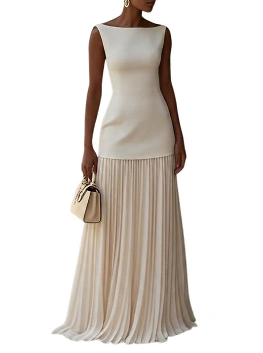 Ärmelloses Maxi-Kleid für Damen mit Plisseerock-Maxi Dress-Alpenkind