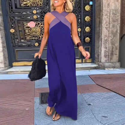 Ärmelloses Maxi-Kleid mit Überkreuz-Ausschnitt für Damen-Maxi Dress-Alpenkind